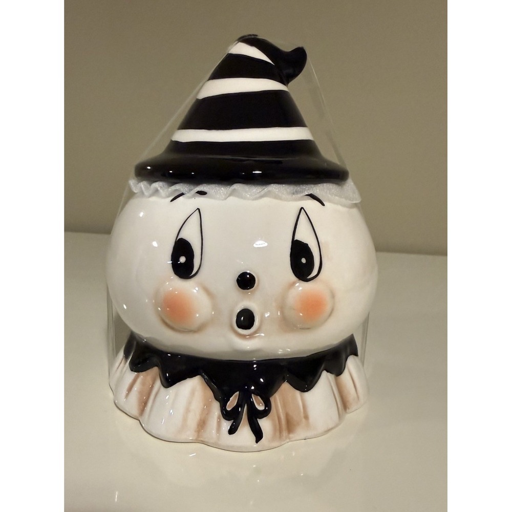 Johanna Parker Halloween Gus Ghost Small Covered Jar Ceramic NEW 2026